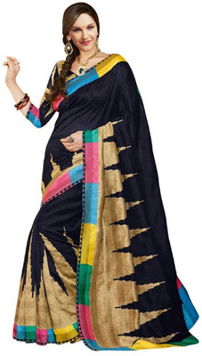 

Softdeal Printed Bhagalpuri Printed Silk Saree(Black)