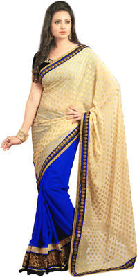 

Saara Embroidered Fashion Georgette Saree(Beige, Blue)