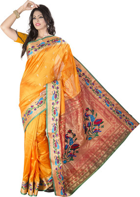 

Ishin Woven Kanjivaram Art Silk Saree(Yellow)