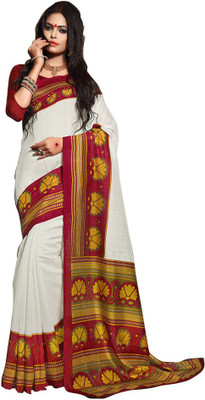 

Shree Vardhman Printed Fashion Silk Saree(Multicolor), Off white;dark yellow;dark red