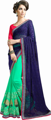 

Khushali Self Design, Embroidered Fashion Jacquard, Georgette Saree(Blue, Light Green, Pink
