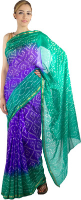 

Jaipur Kurti Printed Bandhani Art Silk Saree(Blue), Royal blue