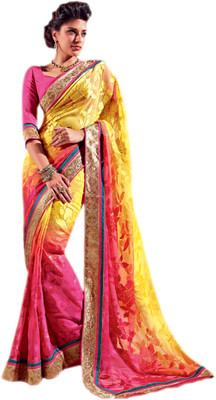 

Vishal Floral Print Bollywood Georgette Saree(Pink, Yellow)
