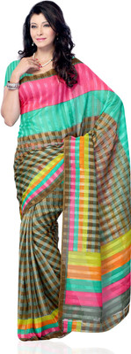 

JTInternational Checkered Fashion Art Silk Saree(Multicolor)
