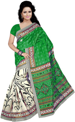 

Indian Wear Online Printed Fashion Cotton Saree(Green)
