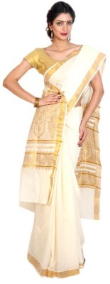 

Fashionkiosks Self Design Balarampuram Handloom Cotton Saree(Multicolor), Cream