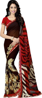 

Saara Printed Fashion Georgette Saree(Brown, Red)