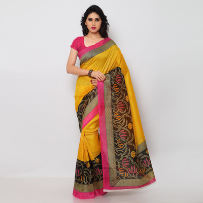 

Poornathava Woven Fashion Art Silk Saree(Multicolor), Yellow