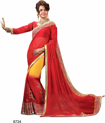 

Ridham Sarees Embroidered Fashion Georgette Saree(Multicolor)