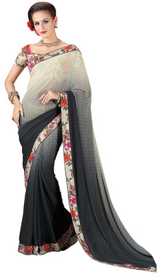 

Jiya Self Design, Printed Fashion Georgette Saree(Beige, Grey)