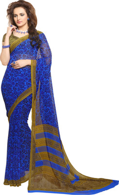 

Jiya Self Design, Printed Fashion Georgette Saree(Blue)