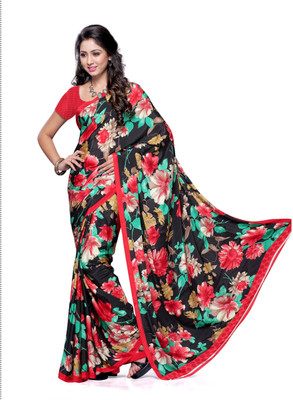 

Hi-Choice Printed Fashion Crepe Saree(Multicolor), Black