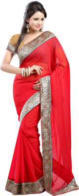 

Fashiondeal Solid Fashion Pure Georgette Saree(Red)