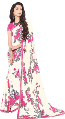

PSHOPEE Printed Fashion Chiffon Saree(Pink)