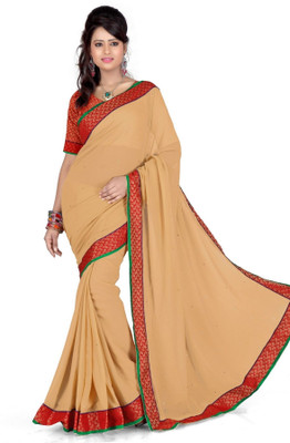 

Cenizas Solid Fashion Georgette Saree(Beige)