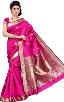 

Mimosa Woven Kanjivaram Raw Silk Saree(Pink), Rani