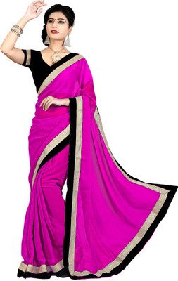 

Indian Wear Online Plain Fashion Chiffon Saree(Pink)