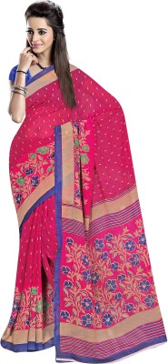 

Khoobee Self Design, Printed Fashion Georgette Saree(Pink, Multicolor), Rani;multi