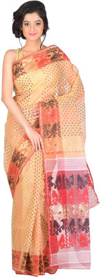 

RLBFashion Self Design Jamdani Handloom Cotton, Art Silk Saree(Beige, Red)