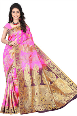 

Weavedeal Embellished Kanjivaram Silk Cotton Blend Saree(Pink)