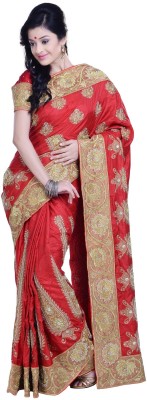 

Ambition Embellished Fashion Silk Saree(Red