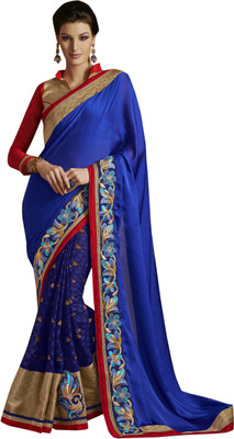 

Ewows Solid Fashion Jacquard Saree(Dark Blue)
