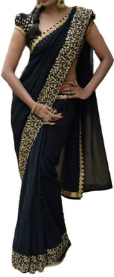 

Fabron Embroidered Bollywood Georgette Saree(Black)