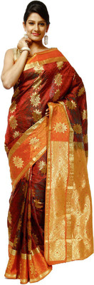 

Devi Handlooms Woven Jamdani Handloom Pure Silk Saree(Orange)
