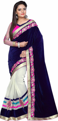 

Shree Creation Embroidered Bollywood Velvet Saree(Blue)