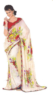 

K D Collection Printed Daily Wear Georgette Saree(Red), Multicolor