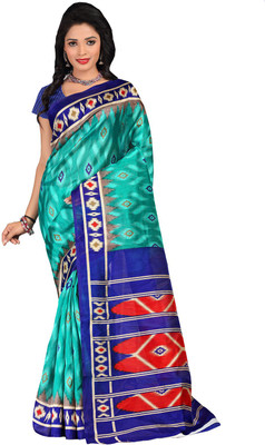 

Lovelylook Printed Daily Wear Art Silk Saree(Green, Blue), Sea green & blue