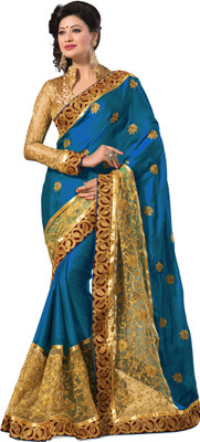 

M.S.Retail Self Design Fashion Satin, Net Saree(Light Blue), Mor-blue-firozi