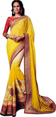 

Brijraj Embroidered Fashion Georgette Saree(Yellow, White), White;yellow
