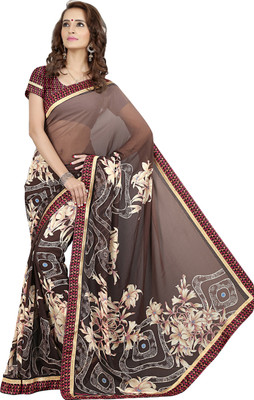 

Khushali Self Design, Printed Fashion Georgette Saree(Brown, Multicolor)