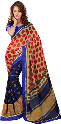 

Khoobee Self Design, Printed Fashion Georgette Saree(Beige, Red, Blue), Beige;blue;red