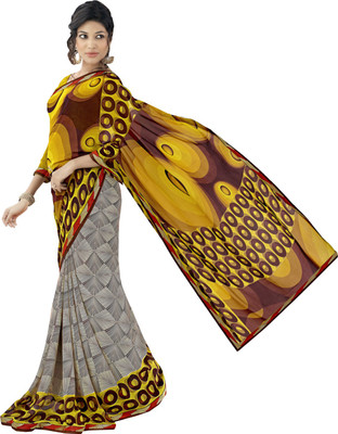 

Lovelylook Printed Fashion Georgette Saree(Multicolor), Grey;yellow