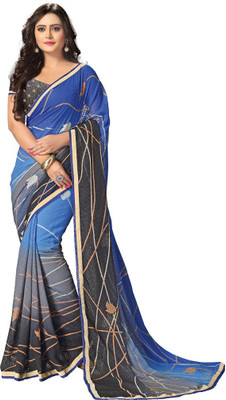 

Saara Printed Fashion Georgette Saree(Blue, Grey), Blue and grey