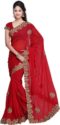 

Desi Butik Embroidered Fashion Art Silk Saree(Maroon)