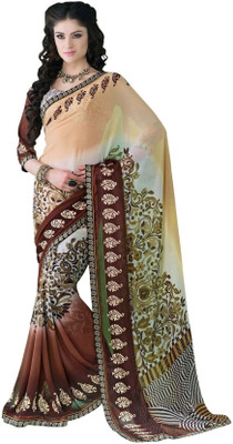 

Cenizas Printed Fashion Georgette Saree(Multicolor), Brown