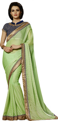 

Saara Self Design Fashion Chiffon Saree(Green)