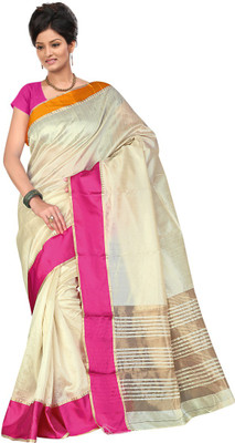 

Rani Saahiba Solid Chanderi Art Silk Saree(Pink)