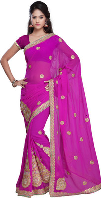 

Desi Butik Embroidered Fashion Art Silk Saree(Magenta)