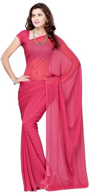 

Surupta Solid Daily Wear Chiffon Saree(Red), Light tomato