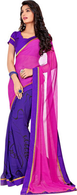 

Saara Printed Fashion Georgette Saree(Purple, Pink)