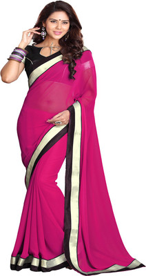 

Sourbh Sarees Self Design, Solid Fashion Georgette Saree(Purple), Magenta