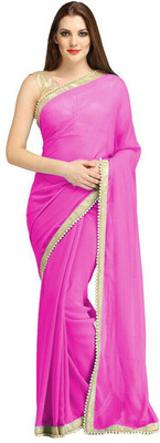 

Fashiondeal Solid Bollywood Georgette Saree(Pink)