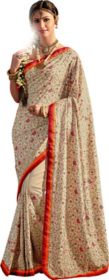 

Brijraj Embroidered Fashion Silk Saree(White)