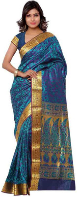 

Saara Self Design Fashion Silk Saree(Blue, Purple), Blue and purple