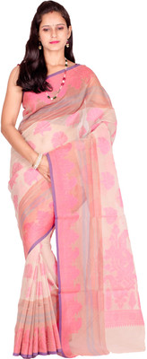 

Chandrakala Self Design Banarasi Cotton Saree(Beige, Pink)