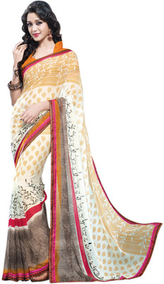 

Saara Geometric Print Daily Wear Georgette Saree(White)